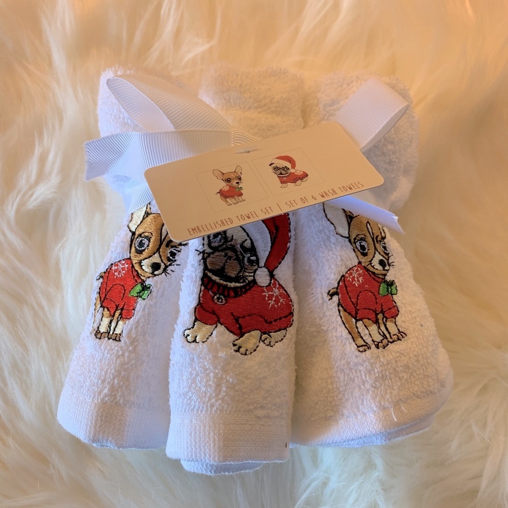 Pug bulldog chihuahua face hand towels washcloth